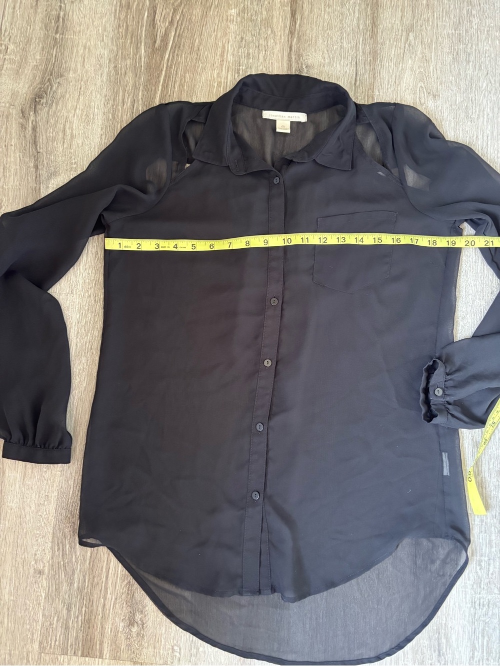 jonathan martin Black Sheer with Open front and back design Button-Down Blouse - Picture 10 of 13